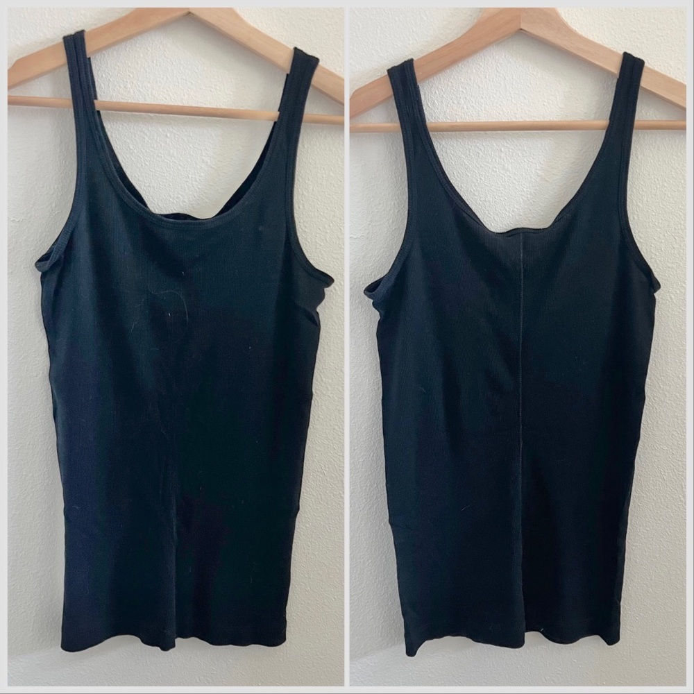 Magaschoni Ribbed Black Scoop Tank S